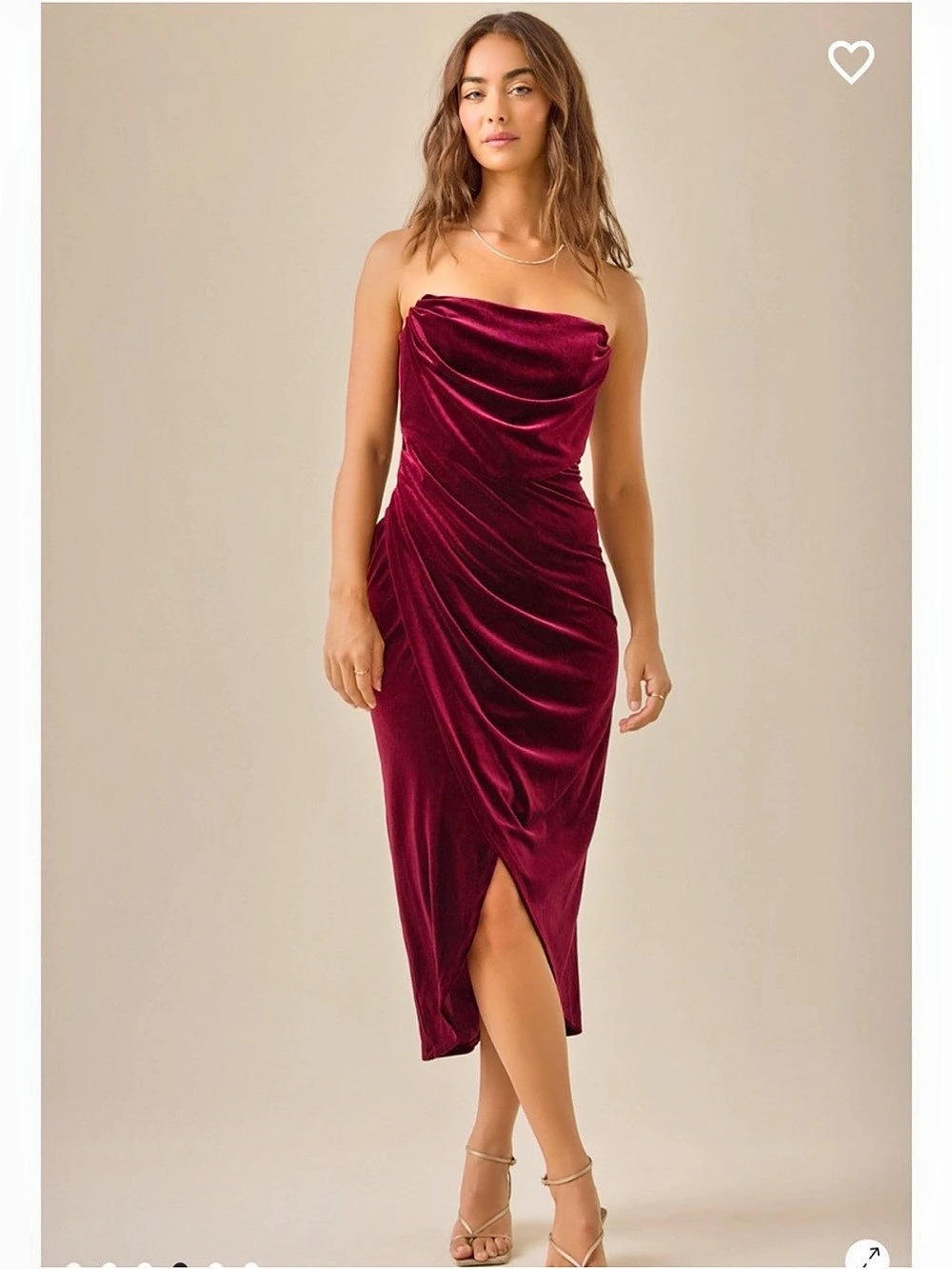 Altar’d State Covina Strapless Velvet Dress in Burgundy Sz Small NWT